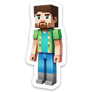 Minecraft character building with blocks sticker