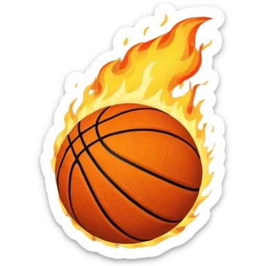 a flaming basketball sticker