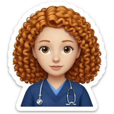 a ginger curly hair vet woman with navy blue scrub

 sticker