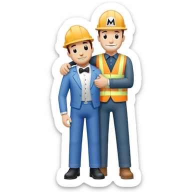  monopoly man hugs worker full height sticker