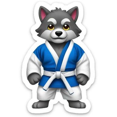 Wolf Wearing Jiu-Jitsu gi sticker