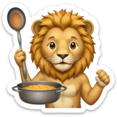 Lion holding up a pan sticker