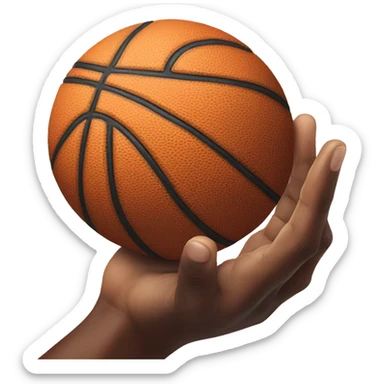 A hand throws a basketball sticker