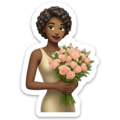 Beautiful girl with a bouquet sticker