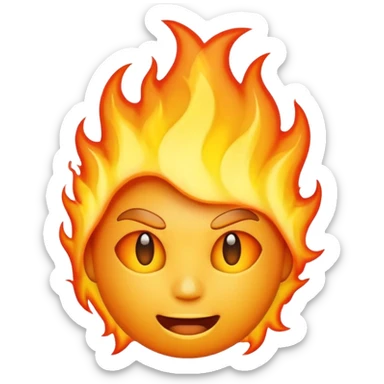 Make it look like a normal emoji just with burning head🙂🔥 cobine the two put the fire on topp of the head nothing more nothing less sticker