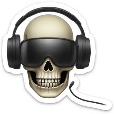 Military Skeleton mask with a long black mask underneath it and headset with a microphone sticker