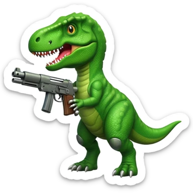 T-rex in the war with a gun  sticker