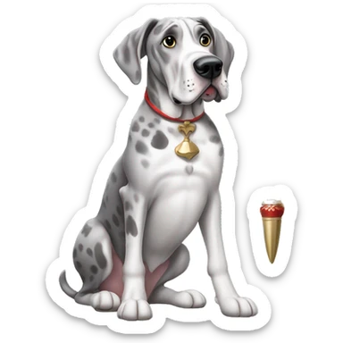 Merle grey Great Dane with a nutcracker  sticker
