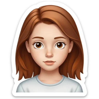 13 year old girl with mid length highlighted brown hair, freckles, big forehead and nice lips sticker