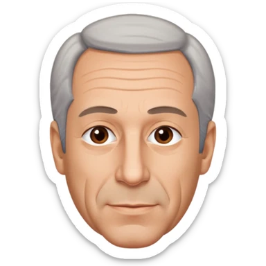 Create an Apple iOS emoji-style portrait of Jeffrey Epstein: clean vector shapes, smooth gradients, neutral expression, plain background, centered head-and-shoulders, high resolution. sticker