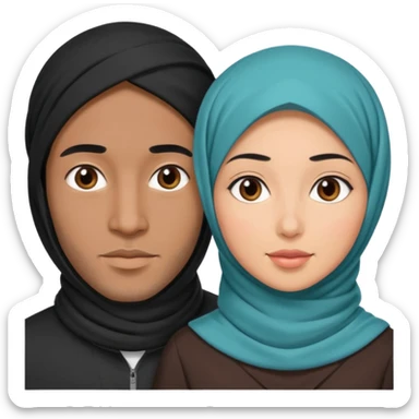Mixed hijabi wife black husband black hair  sticker