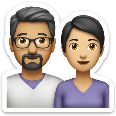 can you make ios emoji of two people, one female with short black hair and the other male with black hair and beard sticker