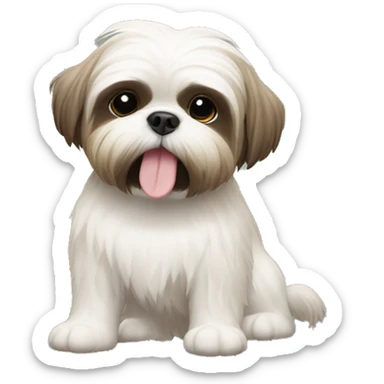 White Shih Tzu with a sloth toy  sticker