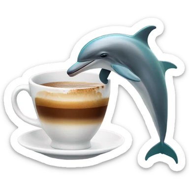 two dolphins drinking coffee and kissing a drunk cat sticker