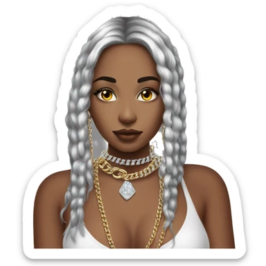 a beautiful girl with iced out chains, diamond chains sticker
