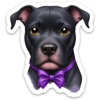 black pitbull with a purple bow sticker
