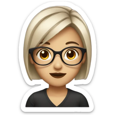 Girl glasses whit short hair and black eyes  sticker