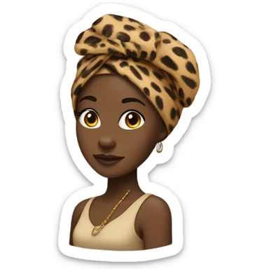 Black girl with cheetah headwrap  sticker