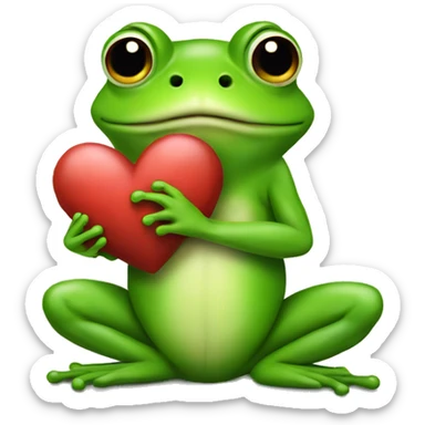 Frog holding a heart sticker