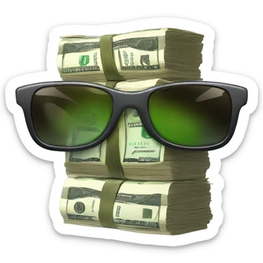 Stack of money wearing sunglasses  sticker