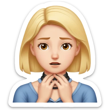 A girl putting her hands on her neck while lashing out sticker