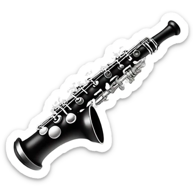 A clarinet with a palm tree engraved on the barrel  sticker