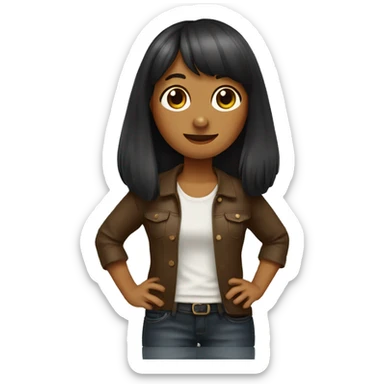 Daschund with brown bangs hair girl sticker