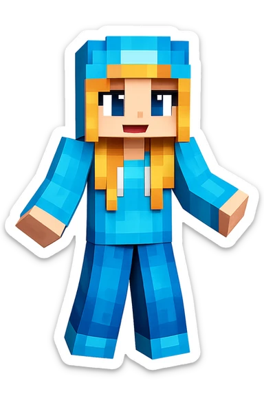 Extract the blue character on the left from the image as a separate image with a transparent background, preserving details and colors. sticker