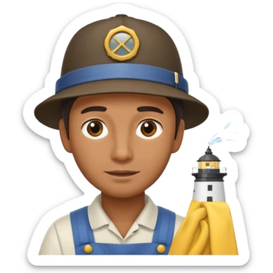 lighthouse Keeper while cleaning lens sticker