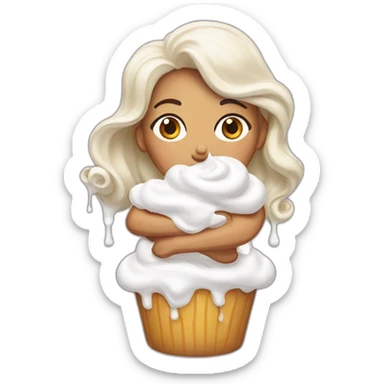Woman dripping in whipped cream sticker