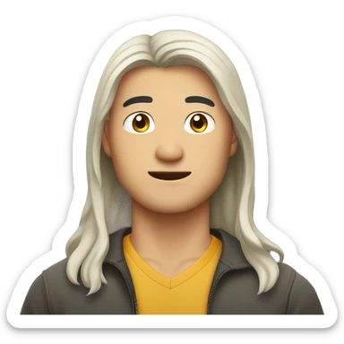 asian man with middle long hair, make it from shoulders and use one photo sticker