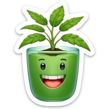 Vaso de vidro com uma planta carnívora de boca aberta sticker