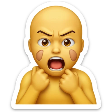 yellow emoji choking himself out in anger sticker
