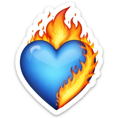 Blue heart with fire sticker