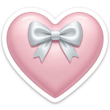 Light pink cute heart with a white bow sticker