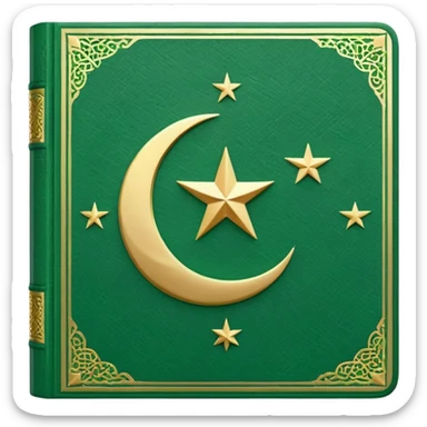Closed Quran with the Islamic Symbol on it (moon and star) green from left to right sticker