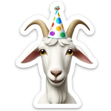 Goat with party hat sticker