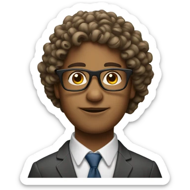 Make an educated person emoji with glasses and curly hair sticker