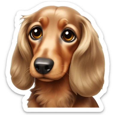 Chunky Miniature long haired dachshund dark brown eyes sticker