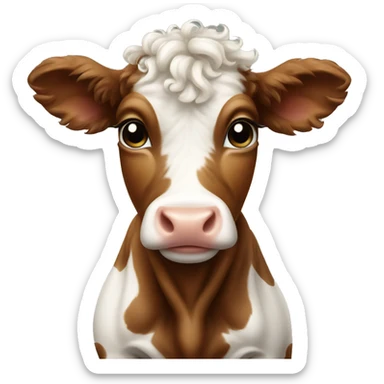 Baby cow with curly hair  sticker