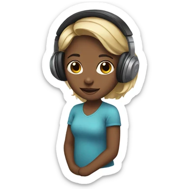 Gilr with eadphones sticker