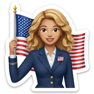 Beyonce with holding  american flag sticker