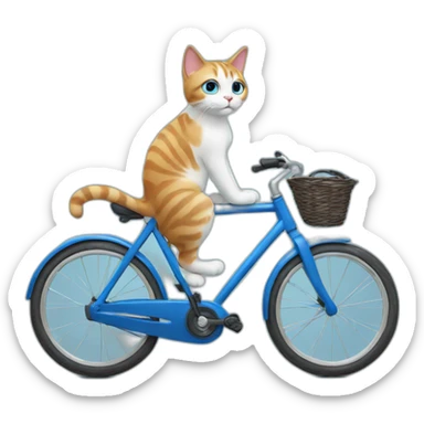 cat blue with bike sticker