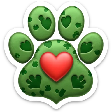 G.reen paw print with a heart sticker