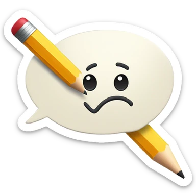 Speech bubble with a pencil in it, like a suggestion card sticker