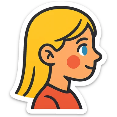 blonde girl with blue eyes, straight hair, side profile sticker