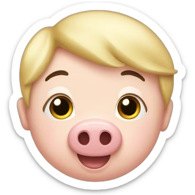squealing pig with short blonde hair sticker