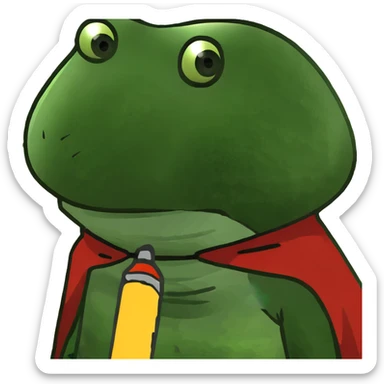 a green capsule guy with a cape sticker