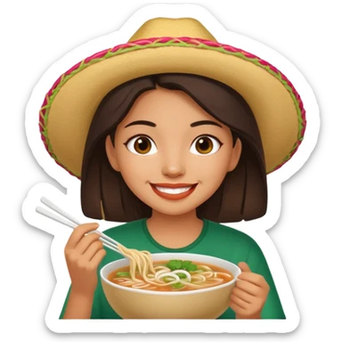 Mexican girl eating pho sticker
