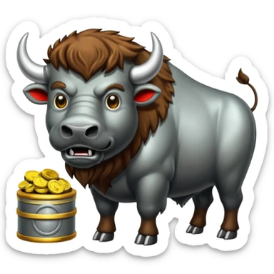 Angry buffalo slot machine taking money sticker